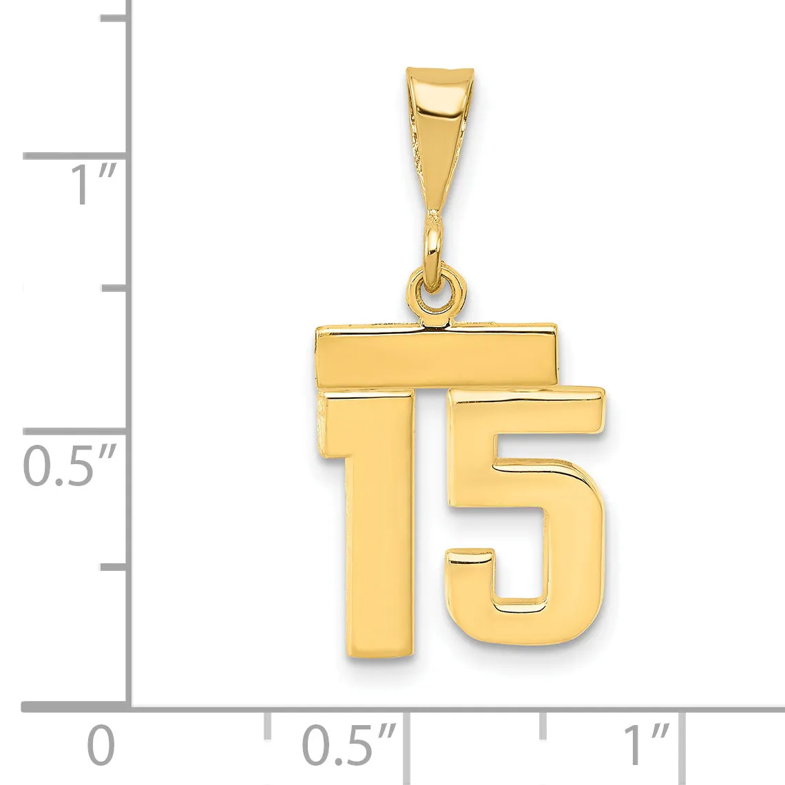 14k yellow gold small polished number 15 charm