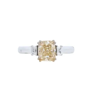 18K Two- Tone 2.02ct. Cushion- Cut Yellow Diamond Fashion Ring