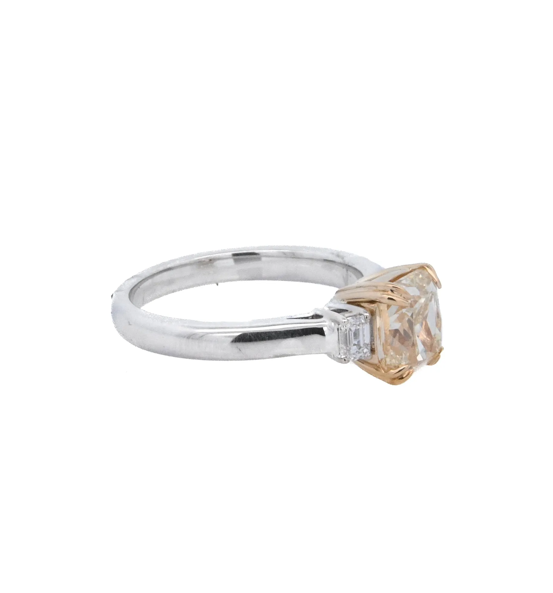 18K Two- Tone 2.02ct. Cushion- Cut Yellow Diamond Fashion Ring