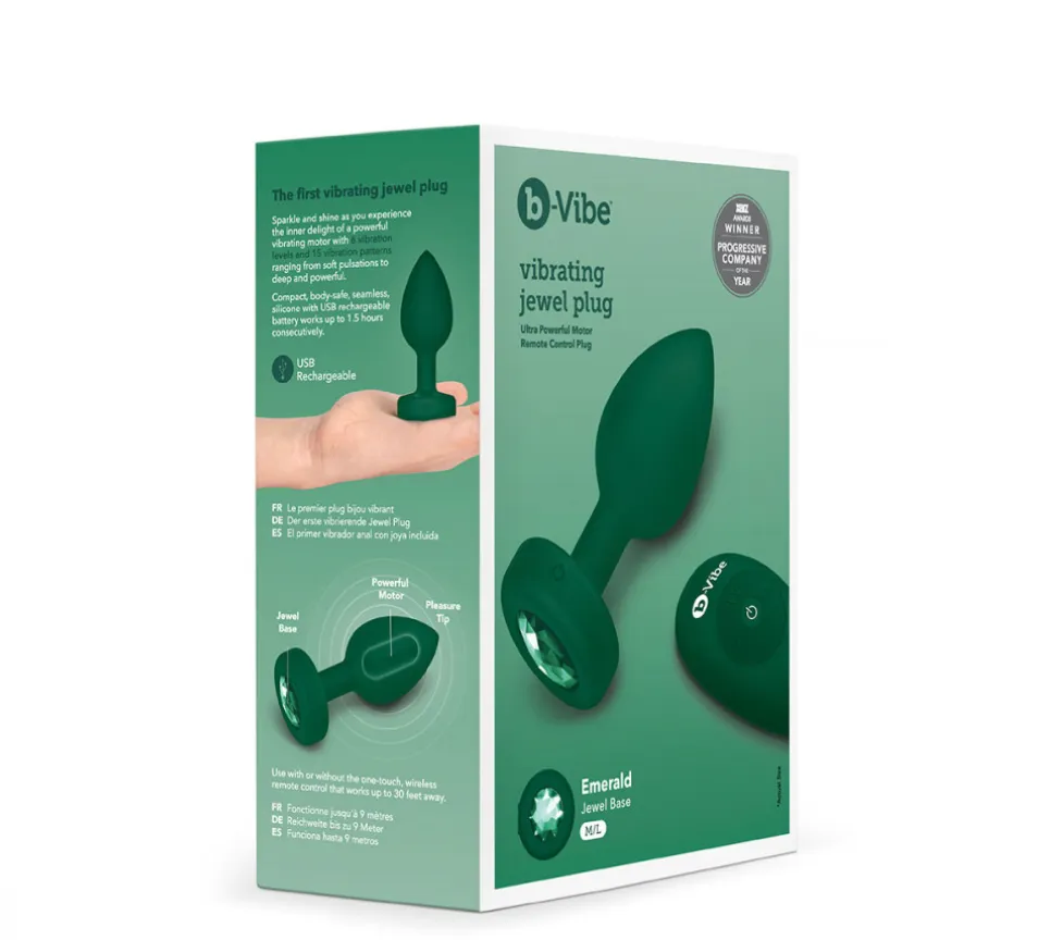 B-Vibe Vibrating Jewel Plug Medium/Large - Emerald