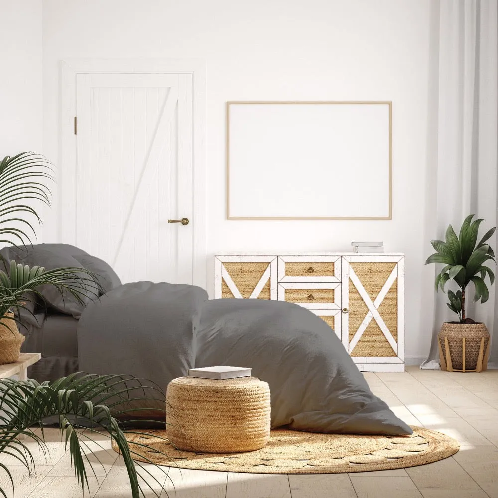 Bamboo Cotton Quilt Cover Set I 1000 TC I King I Pewter