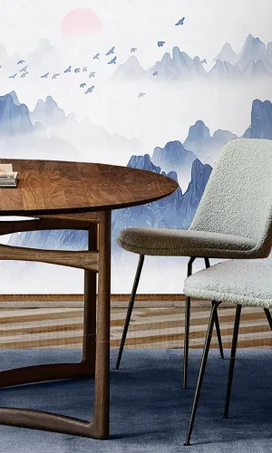 Blue Journey Through Misty Mountains Mural M9910-Sample