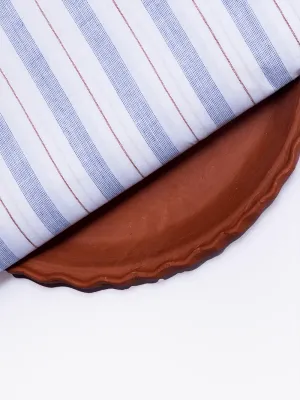 Blue Whte Striped Handwoven Organic Cotton Fabric 44 Inch Width