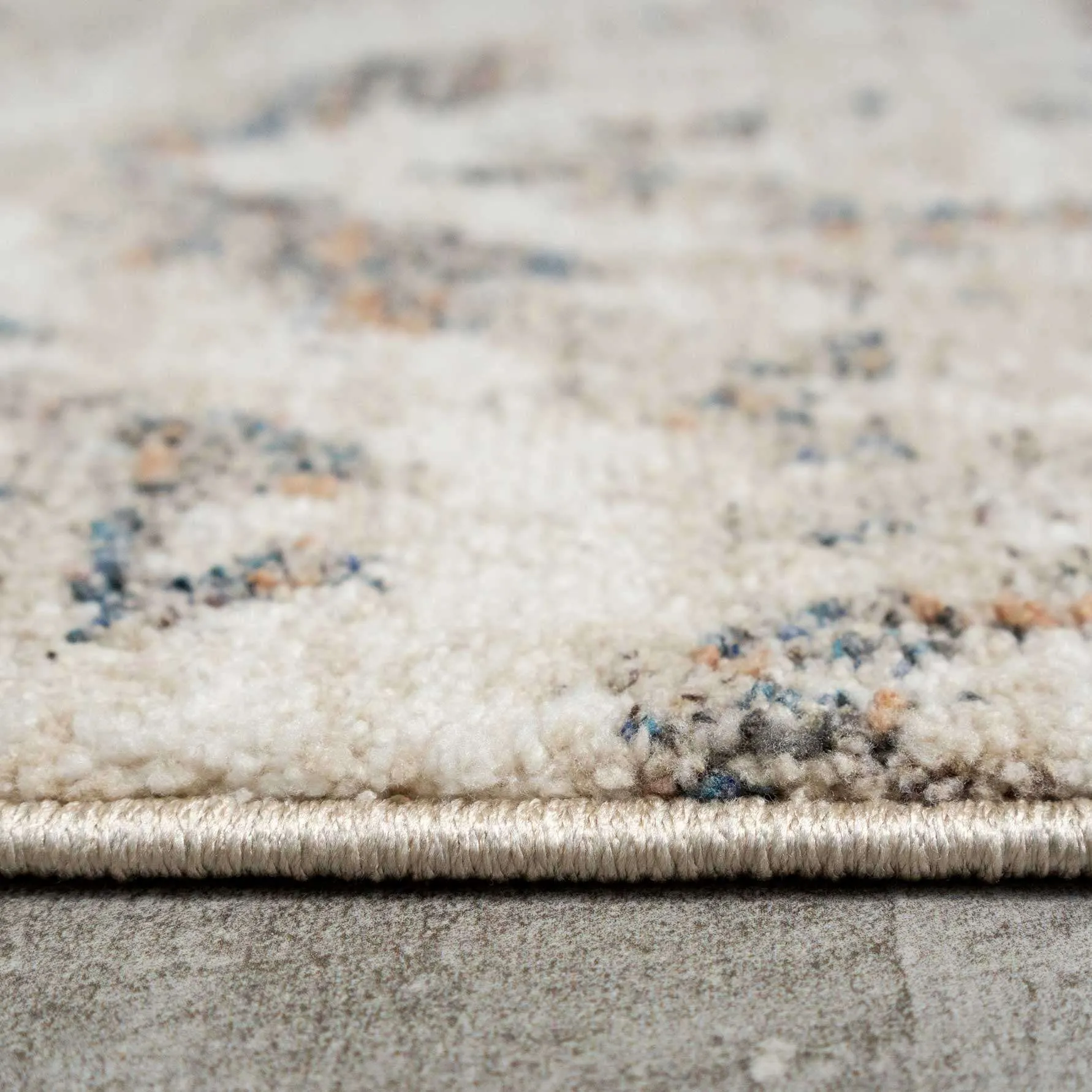 Distressed Grey Gold Diamond Hall Runner Rug