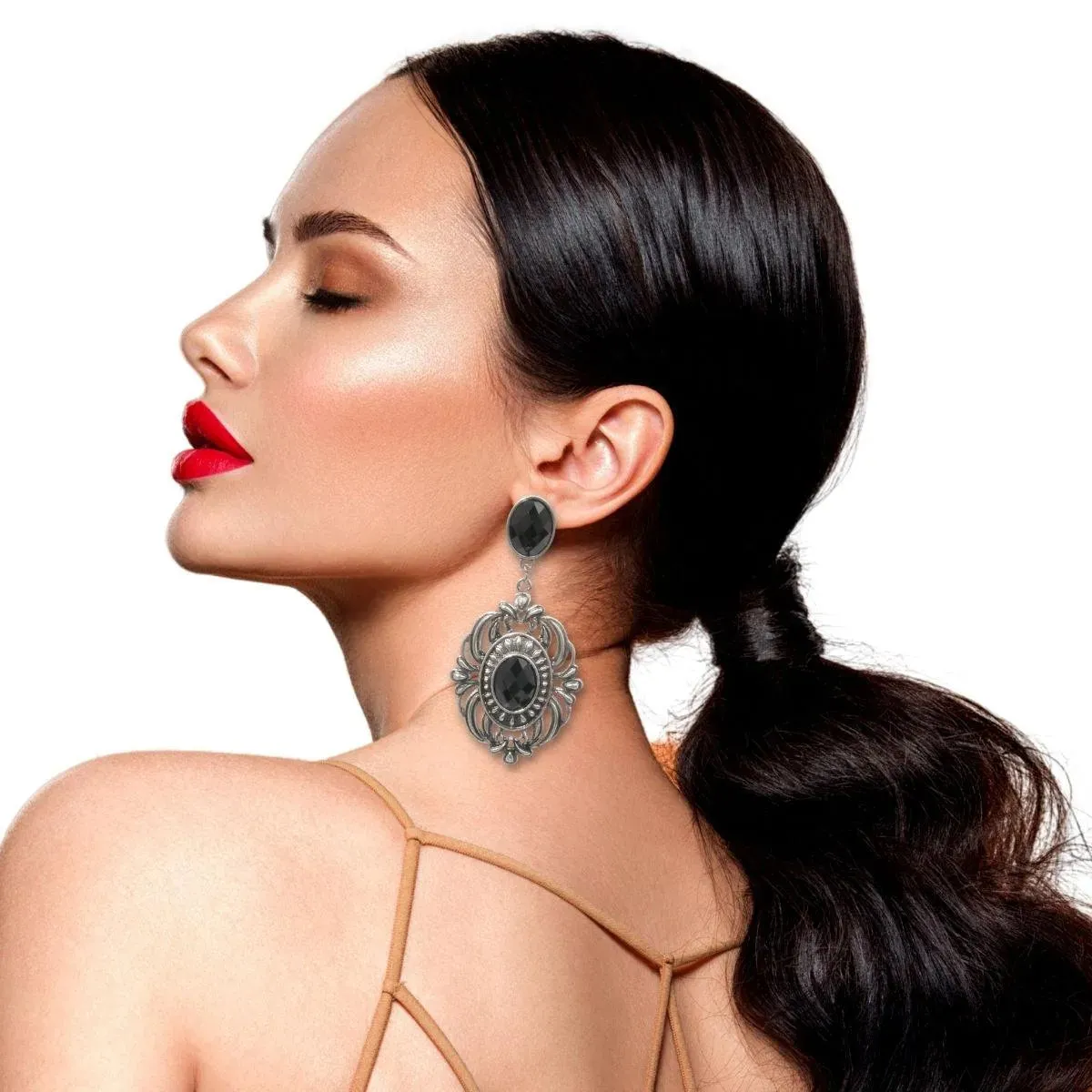 Etruscan Style Burnished Silver Drop Earrings: Timeless Elegance