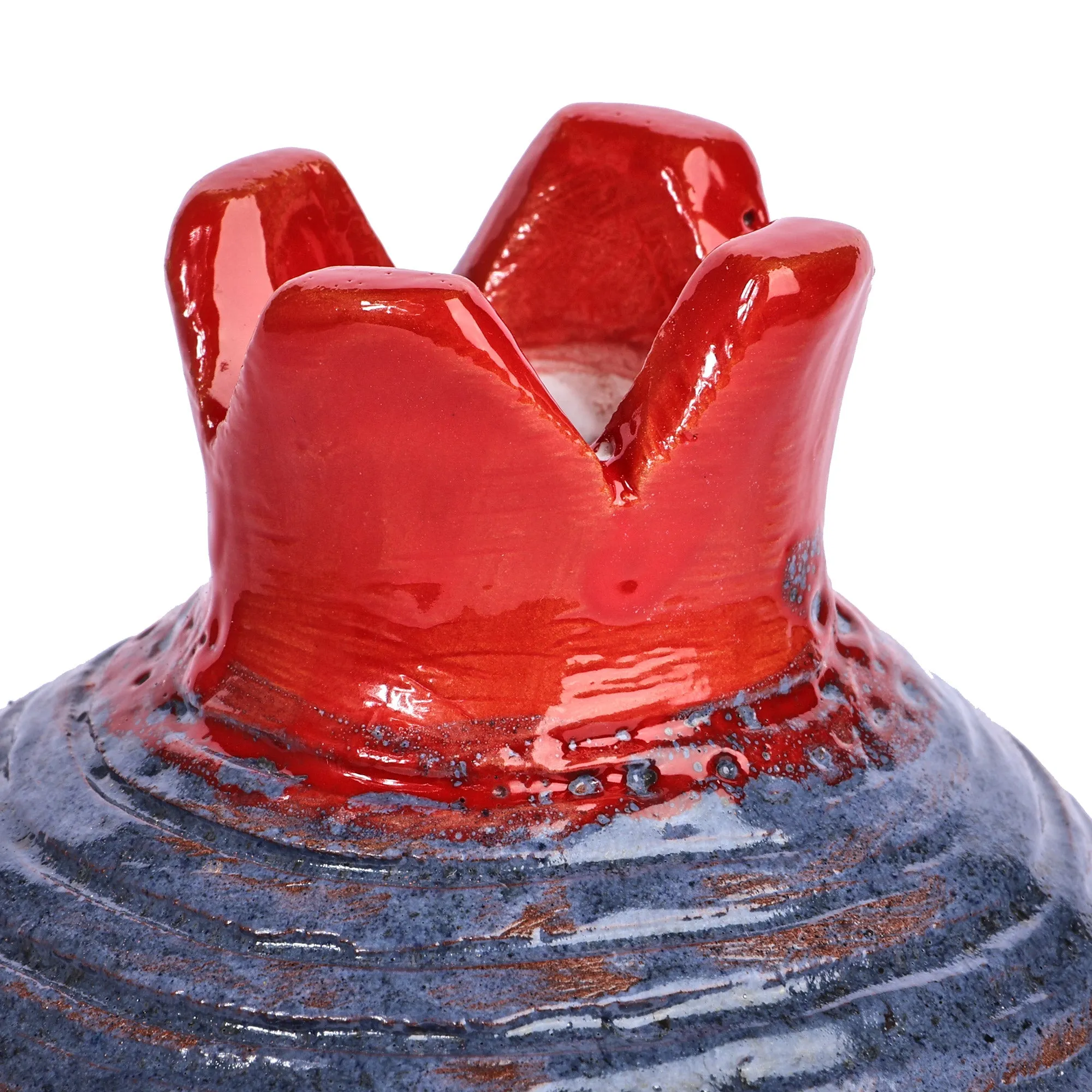 Handcrafted Pomegranate-Shaped Blue Ceramic Decorative Vase - Bewitched Passion | NOVICA