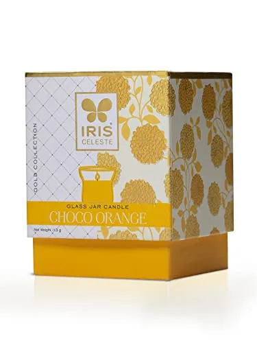 Iris Celeste Hurricane Candle Fragrance Choco Orange,113g 4oz Gold Collection