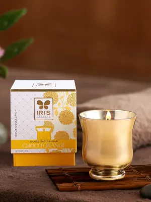 Iris Celeste Hurricane Candle Fragrance Choco Orange,113g 4oz Gold Collection