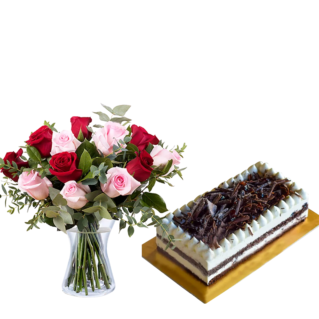 Love Actually-Red and Pink Roses & Fudge Cakes - VD