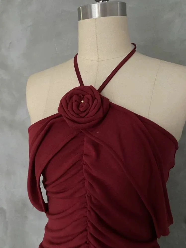 MayFly Tango Handcrafted Rose Strap Dress