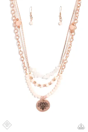 Paparazzi Lotus Luxury Rose Gold Fashion Fix Necklace & Earring Set