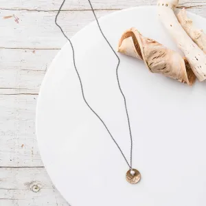 Petite Mixed Metal Cherry Blossom Disc Necklace with Pearl