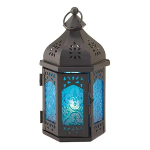 Rosette Blue Candle Lantern