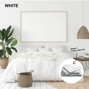 Royal Comfort 1000 Thread Count Bamboo Cotton Sheet and Quilt Cover Complete Set - King - White
