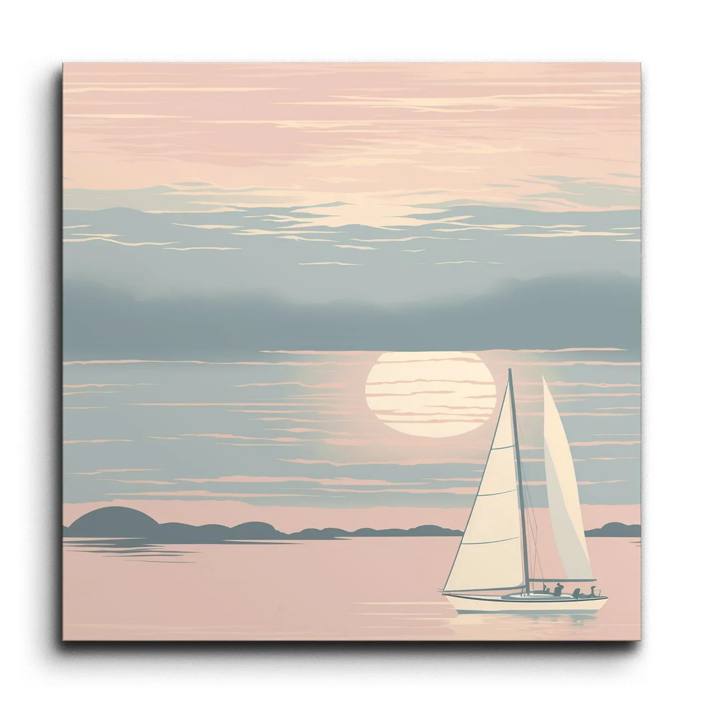 Serene Seascape: Sailboat at Sunset