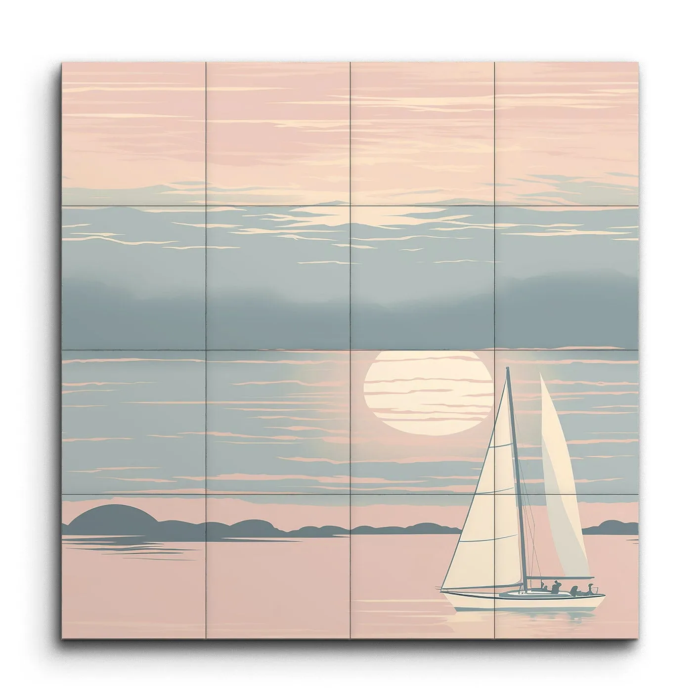 Serene Seascape: Sailboat at Sunset