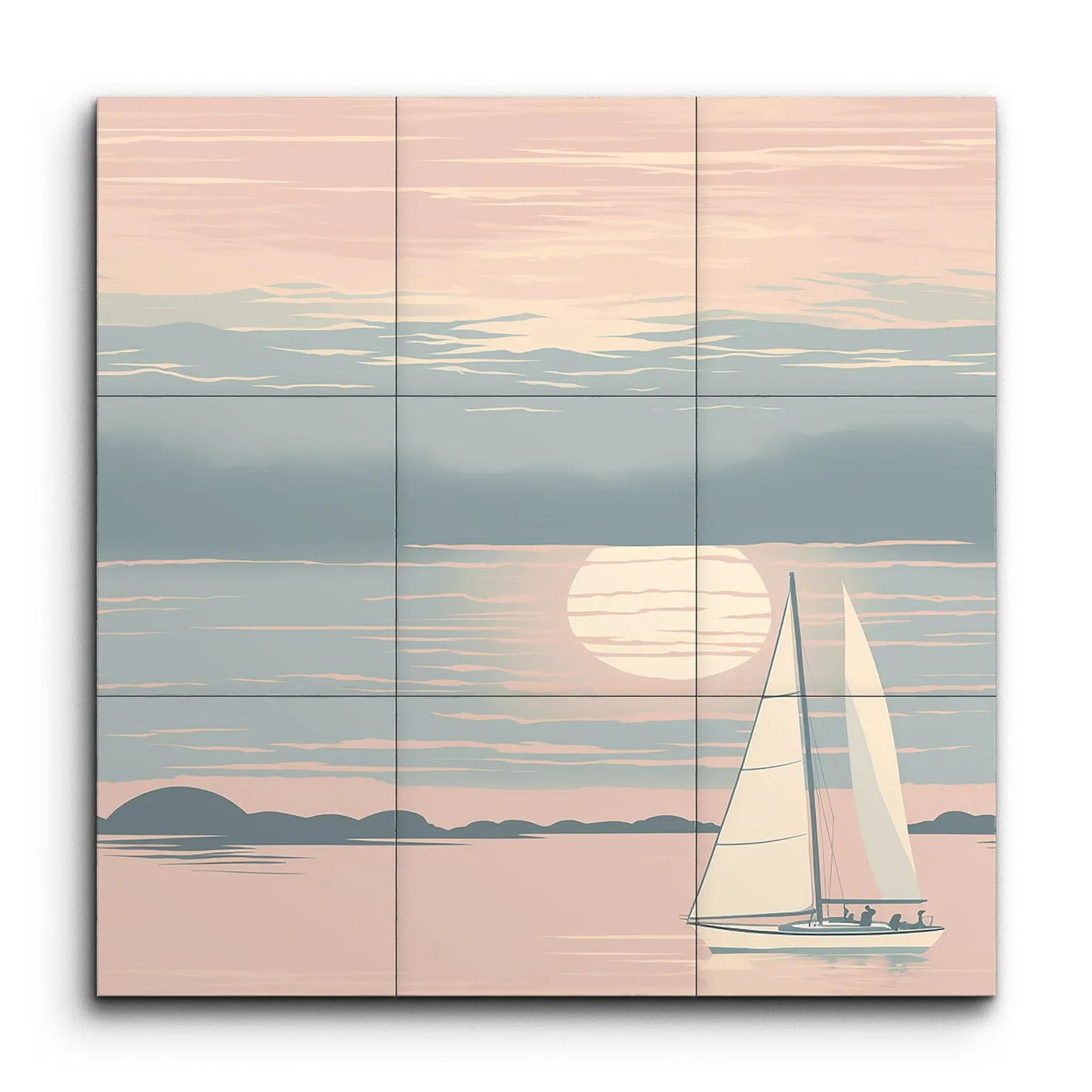 Serene Seascape: Sailboat at Sunset