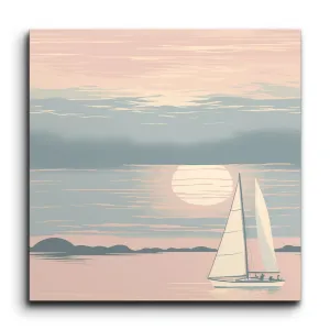 Serene Seascape: Sailboat at Sunset