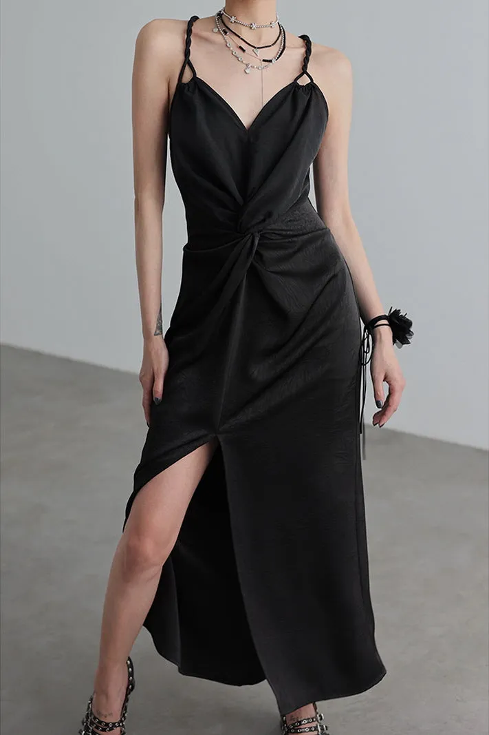 Shirred Double Slip Dress with Refined Accents