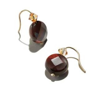 Tiger's Eye Gemstone Earrings, Burnt Red