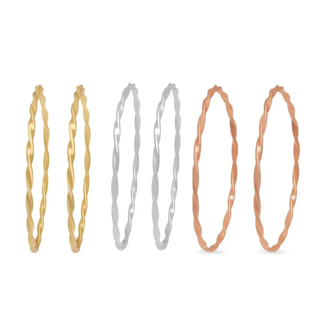 Trinity Harmony 925 Sterling Silver Abstract Combo Bangle Set