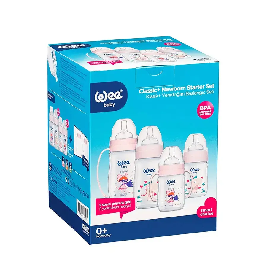 Wee Baby Classic   Newborn Feeding Bottle Starter Set (4 Pcs) - Girl
