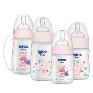 Wee Baby Classic   Newborn Feeding Bottle Starter Set (4 Pcs) - Girl