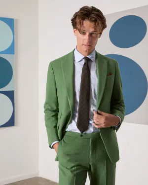 Wool Print Tie in Forest/Navy/Khaki Square